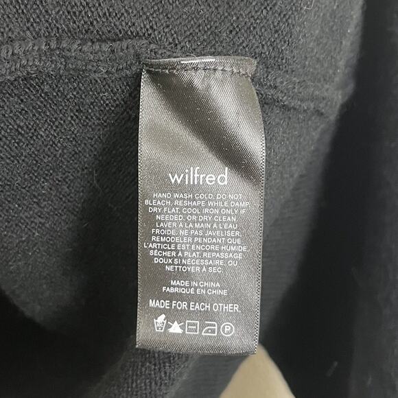 Aritzia Wilfred Cyprie Merino Wool Sweater M Medium Rolled Mockneck Black - Picture 5 of 6